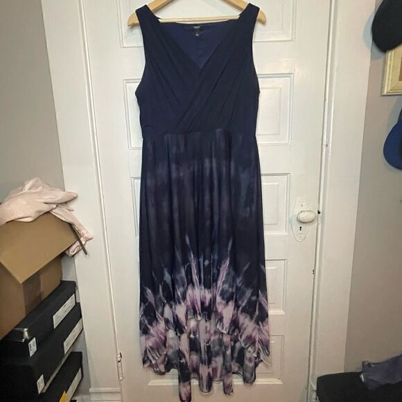 Simply Vera Hi-Lo Tie Dye Chiffon Sleeveless dress - Picture 2 of 12
